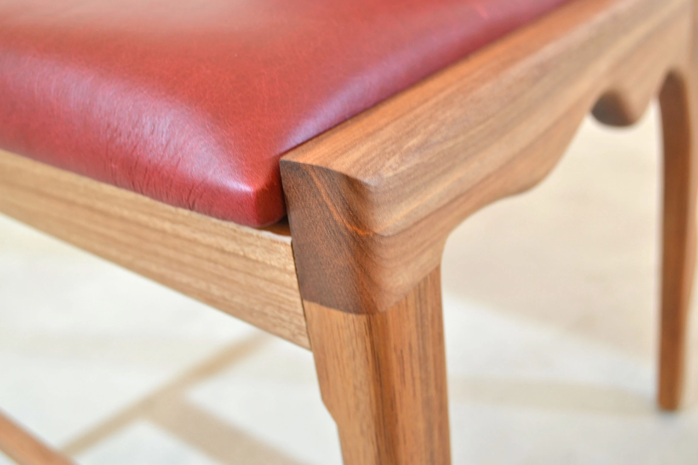 Seat corner with the red leather